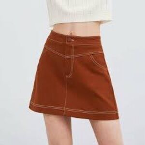 Zara Rust Orange Corduroy Cotton Mini Skirt size XS